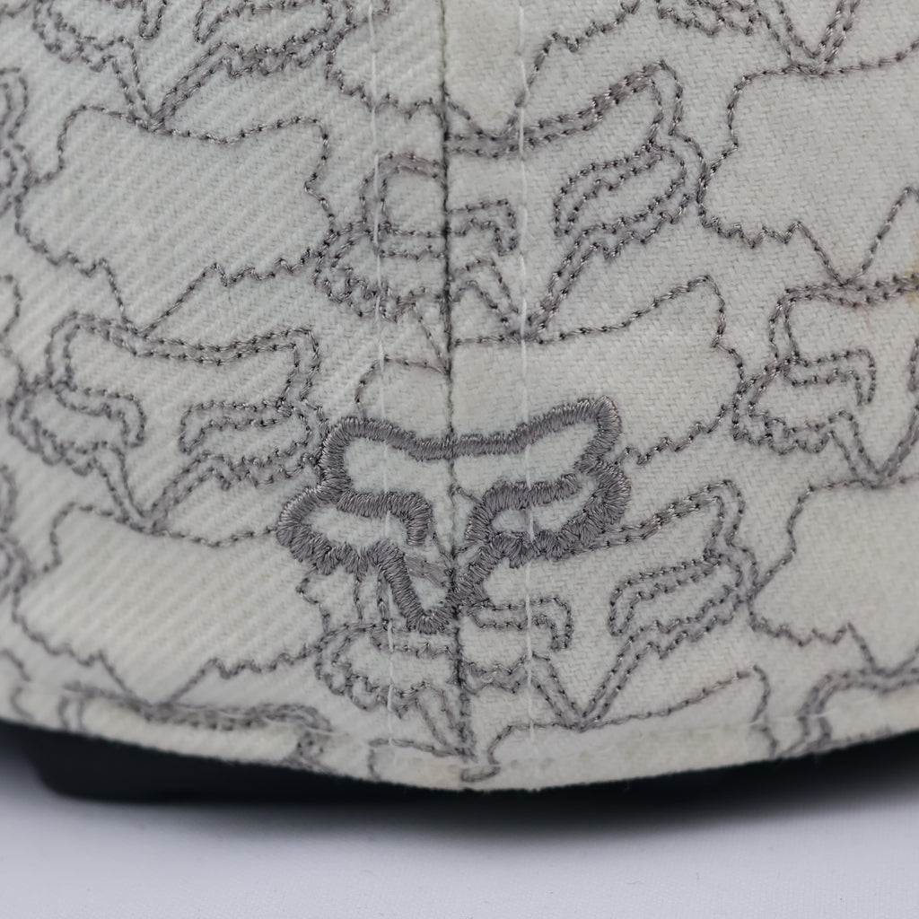 Fox Racing All-Over Print Logo Flat Brim Cap | Cream Monogram Fitted Hat
