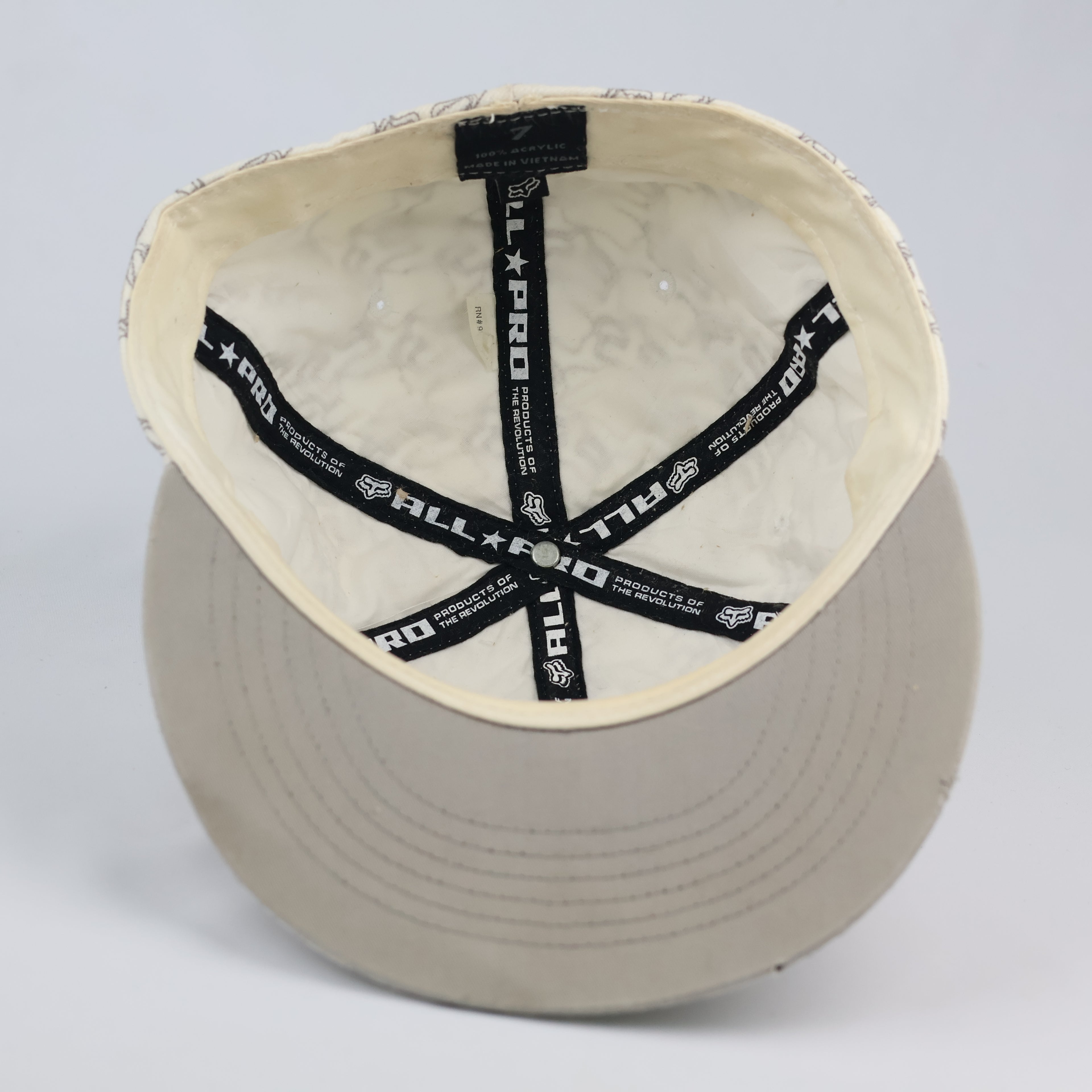 Fox Racing All-Over Print Logo Flat Brim Cap | Cream Monogram Fitted Hat