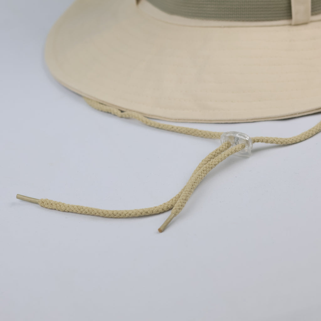 Thrifted Cotton Safari Sun Hat | Cream Wide Brim Boonie with Adjustable Cord