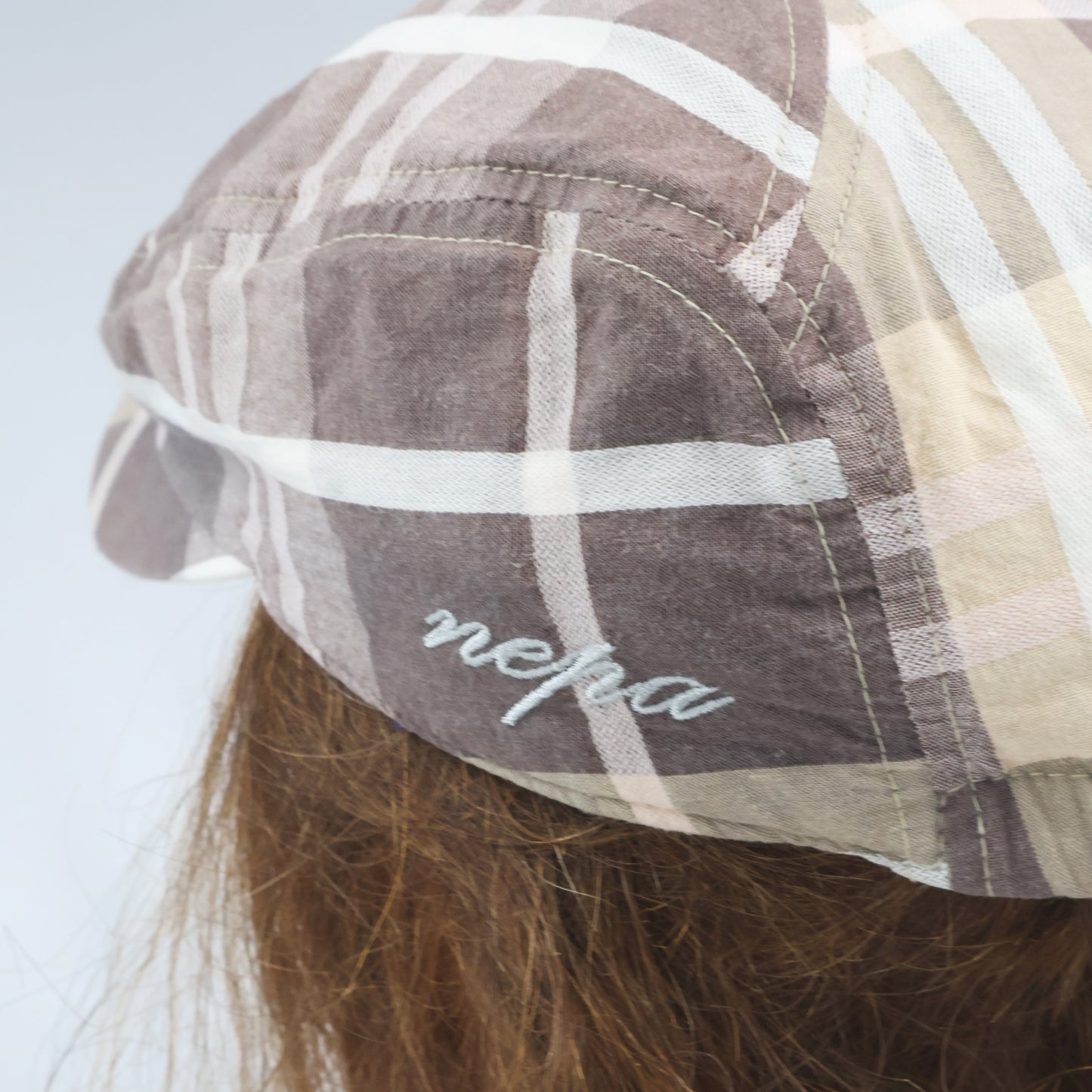 "Nepa" Plaid Newsboy Cap - Brown/Beige