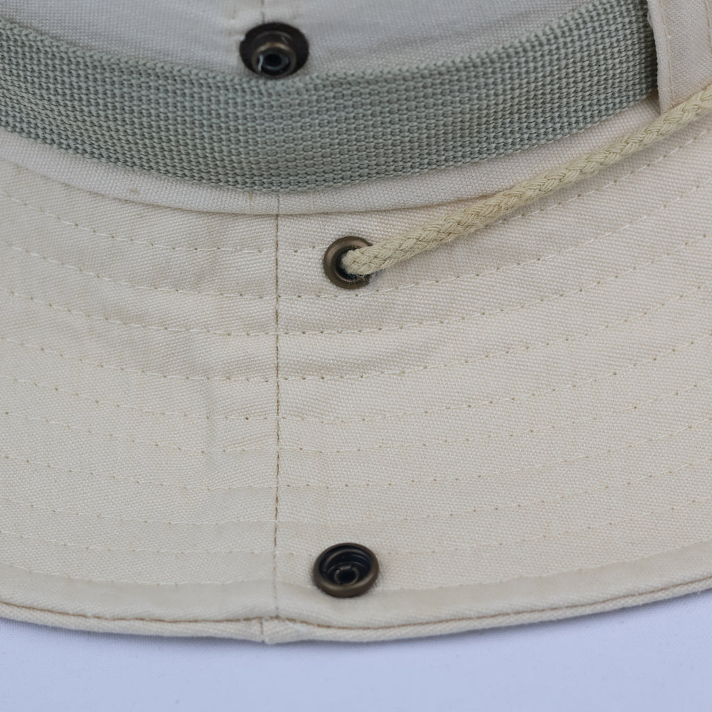 Thrifted Cotton Safari Sun Hat | Cream Wide Brim Boonie with Adjustable Cord