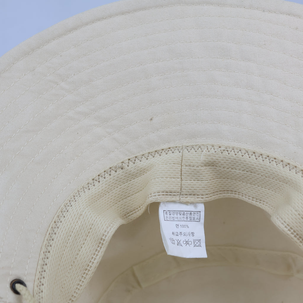 Thrifted Cotton Safari Sun Hat | Cream Wide Brim Boonie with Adjustable Cord