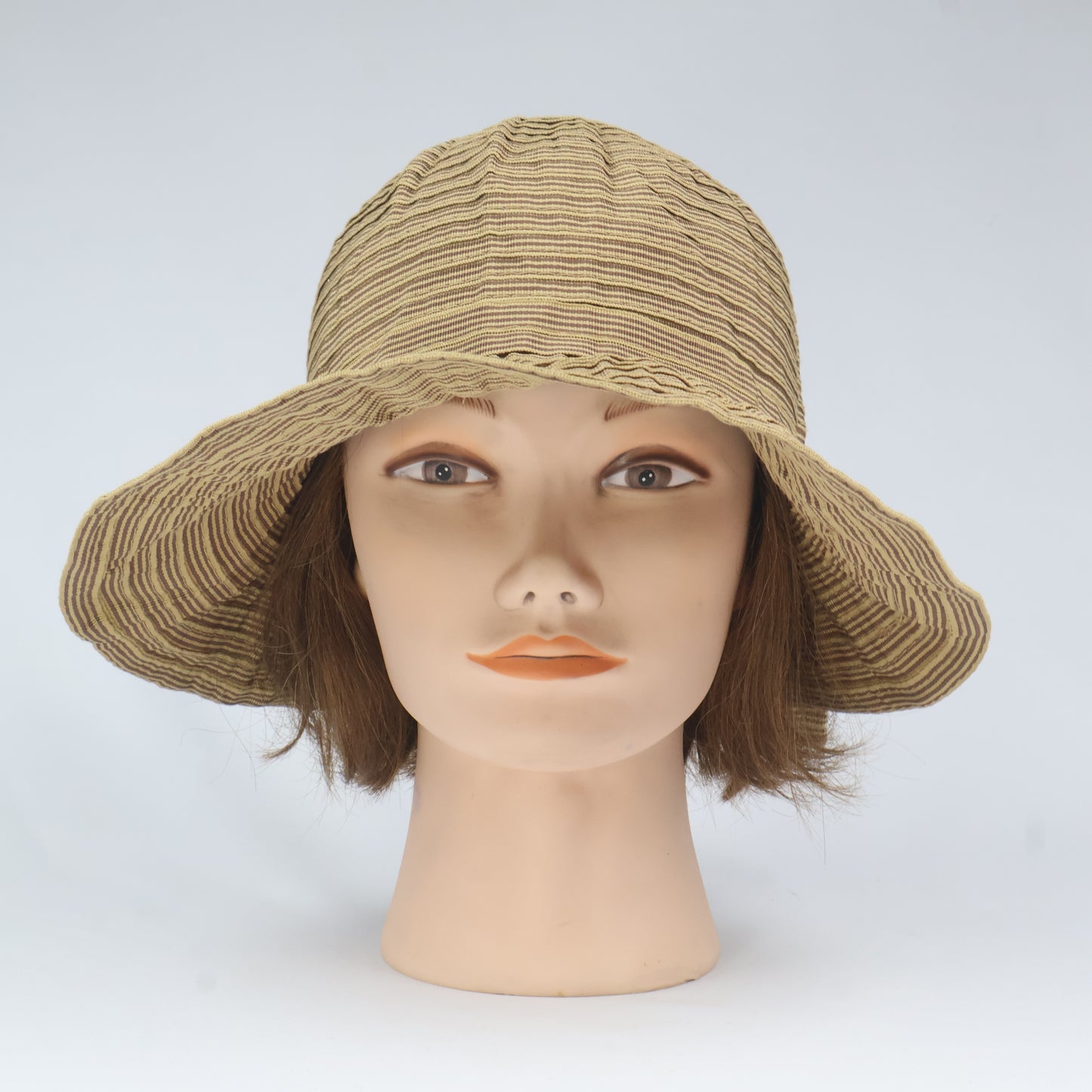 Striped Packable Sun Hat with Large Bow Accent