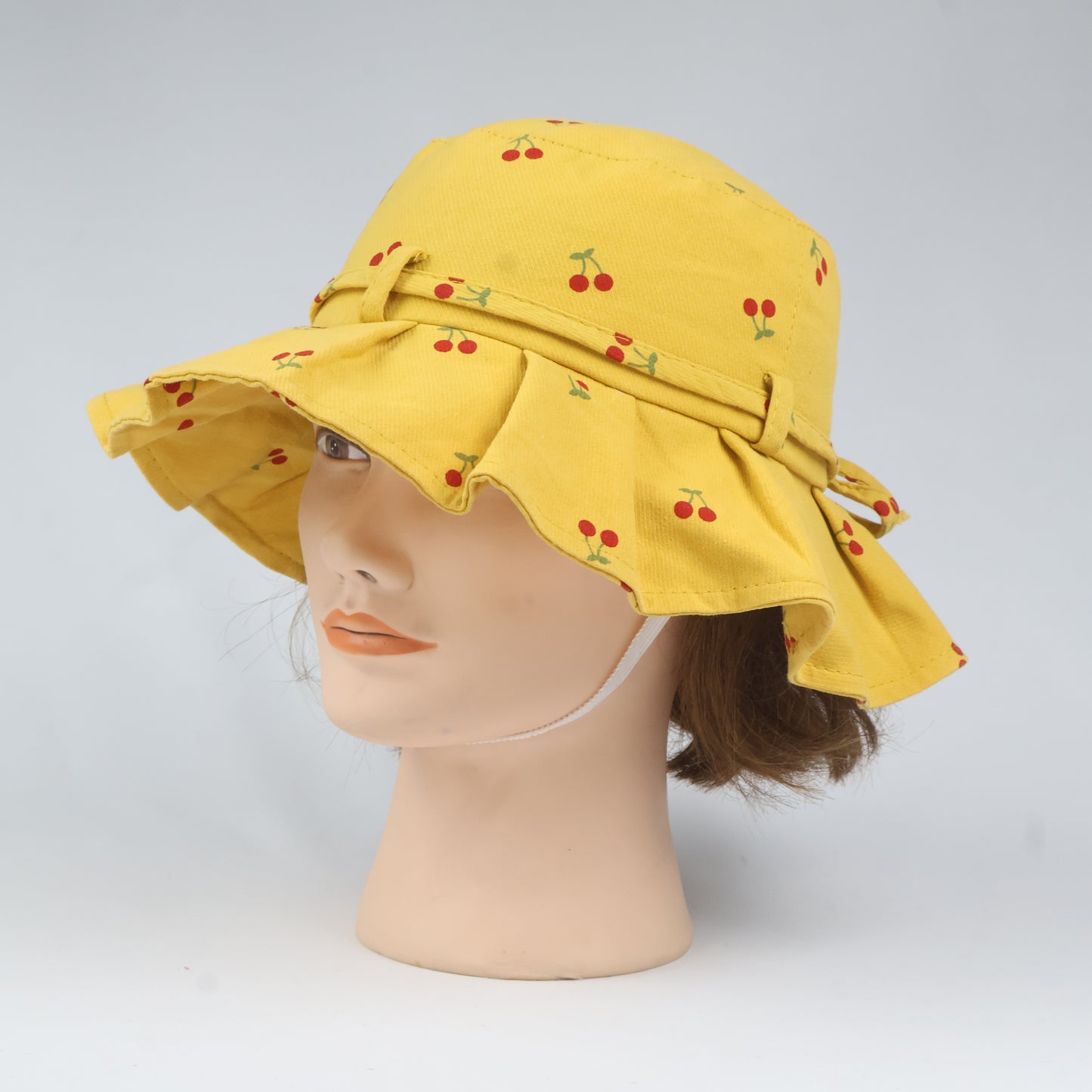 Kids' Cherry Print Ruffled Sun Hat - Yellow