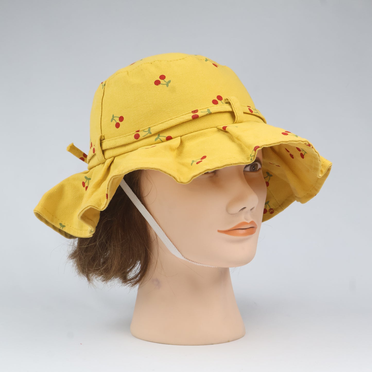 Kids' Cherry Print Ruffled Sun Hat - Yellow