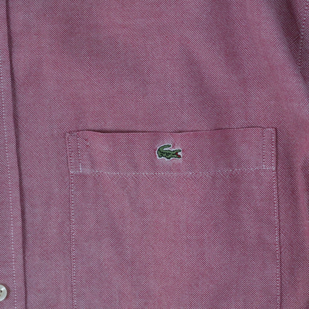 Thrifted Lacoste Men's Pink Short Sleeve Button-Down Shirt - Size XL