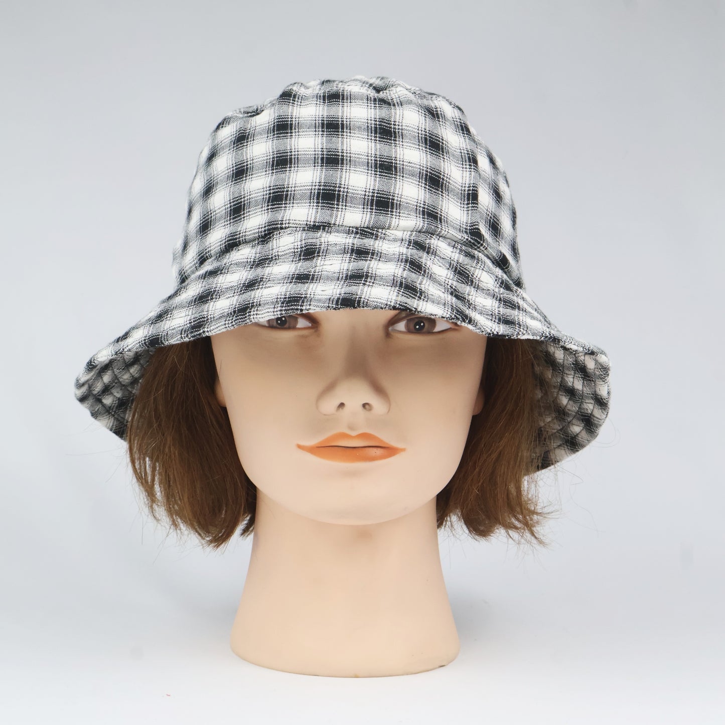 Korean Brand m.m.a Black & White Plaid Bucket Hat