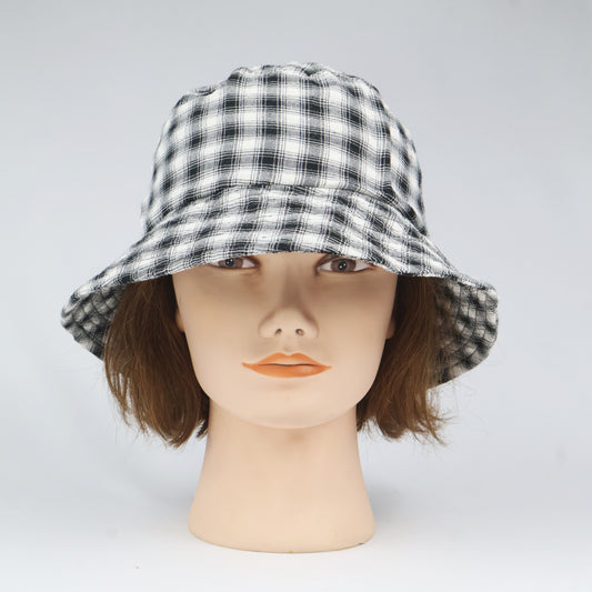 Korean Brand m.m.a Black & White Plaid Bucket Hat