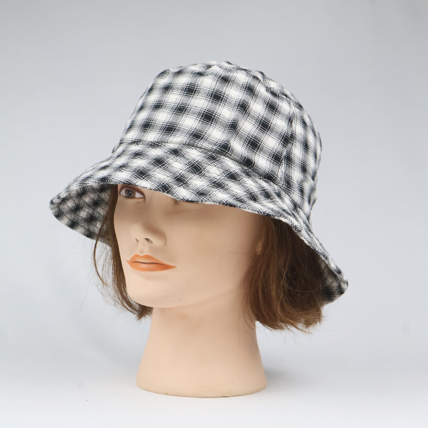 Korean Brand m.m.a Black & White Plaid Bucket Hat