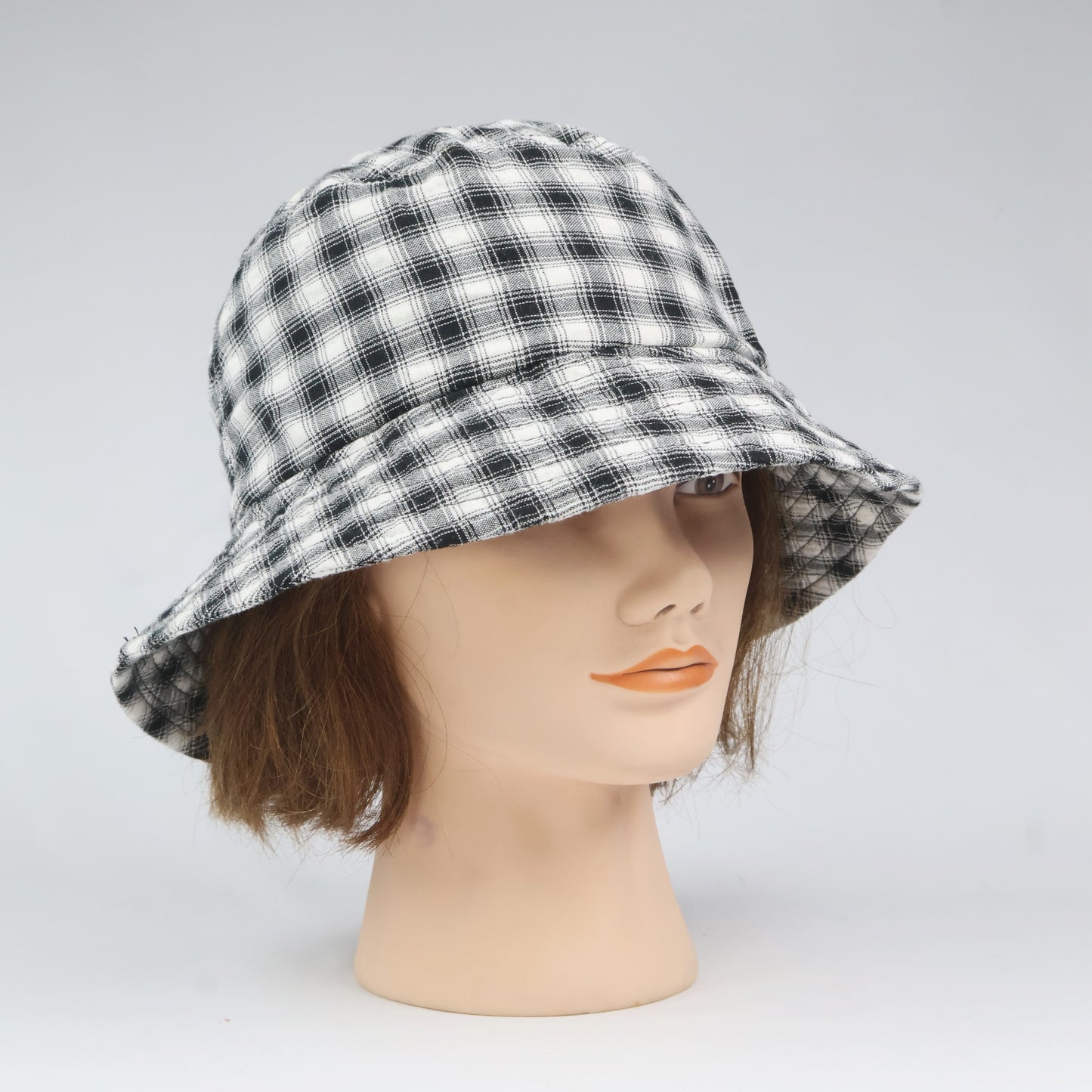 Korean Brand m.m.a Black & White Plaid Bucket Hat