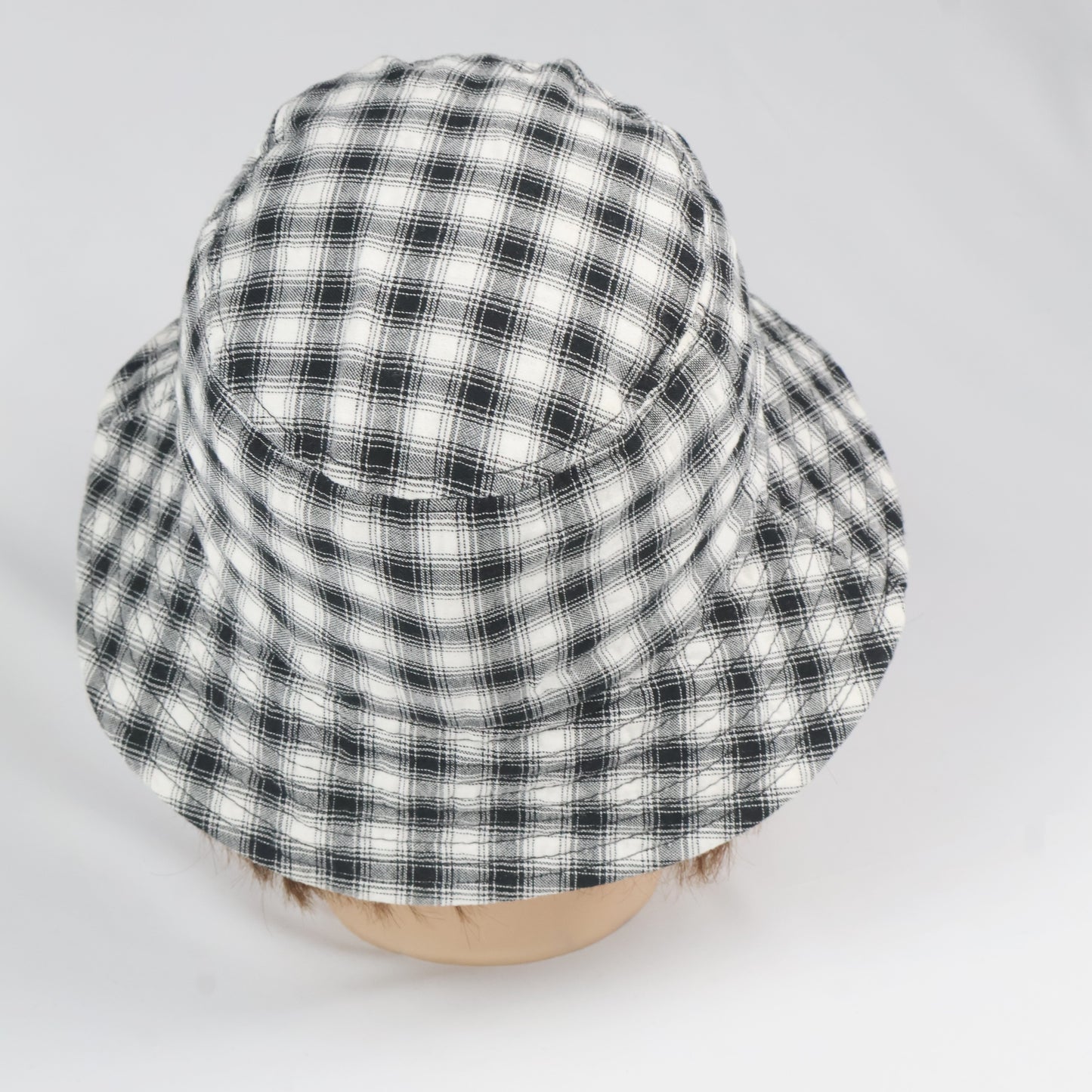 Korean Brand m.m.a Black & White Plaid Bucket Hat