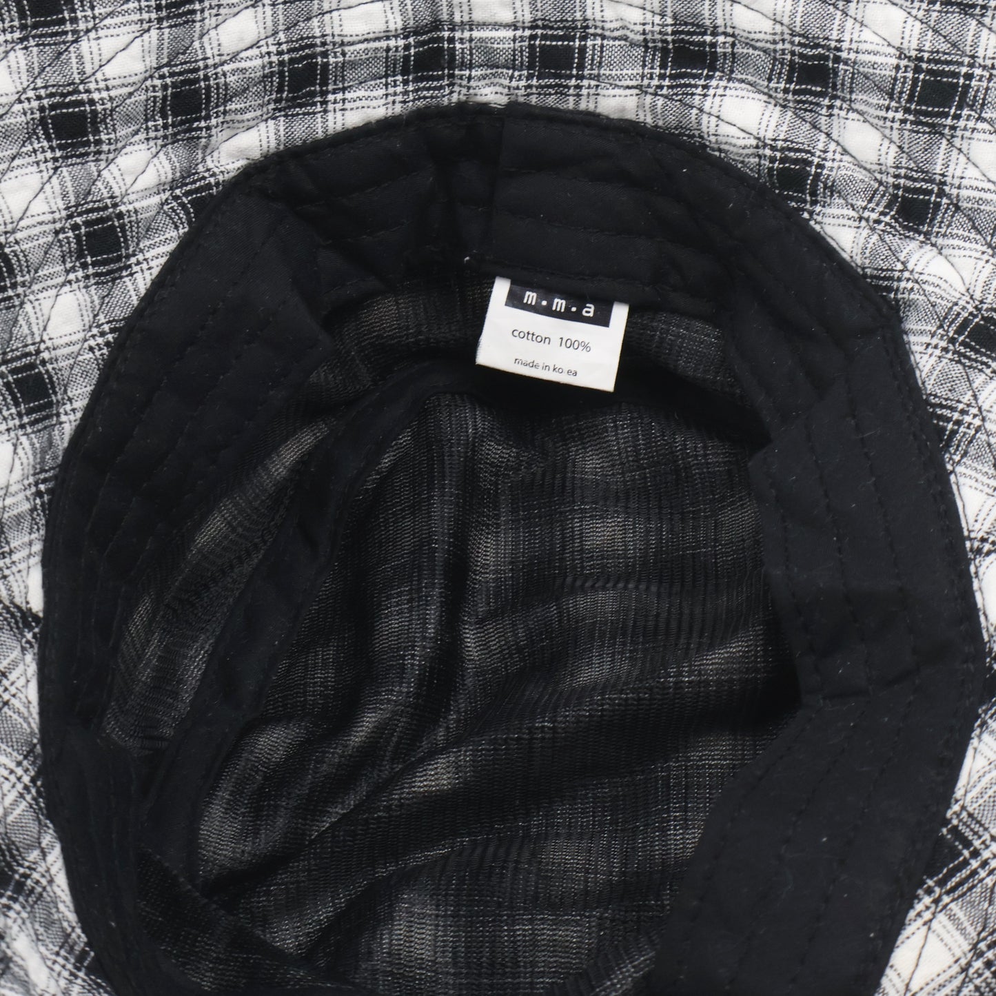 Korean Brand m.m.a Black & White Plaid Bucket Hat