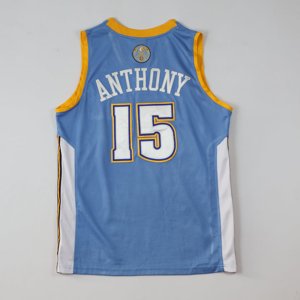 Vintage Adidas NBA Denver Nuggets Carmelo Anthony #15 Basketball Thrifted Jersey - Blue