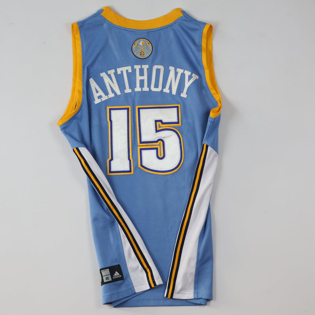 Vintage Adidas NBA Denver Nuggets Carmelo Anthony #15 Basketball Thrifted Jersey - Blue
