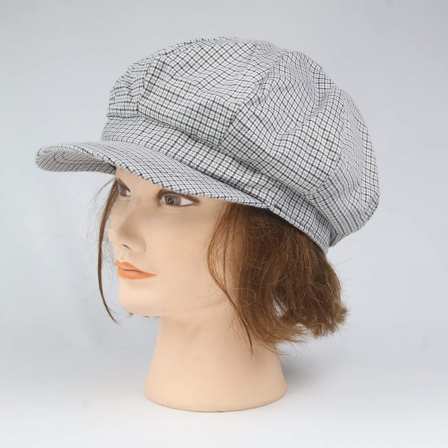 Classic Black & White Plaid Baker Boy Hat
