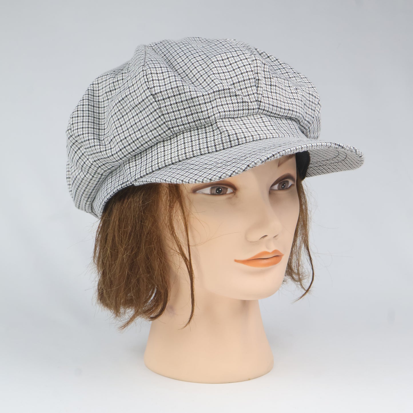 Classic Black & White Plaid Baker Boy Hat