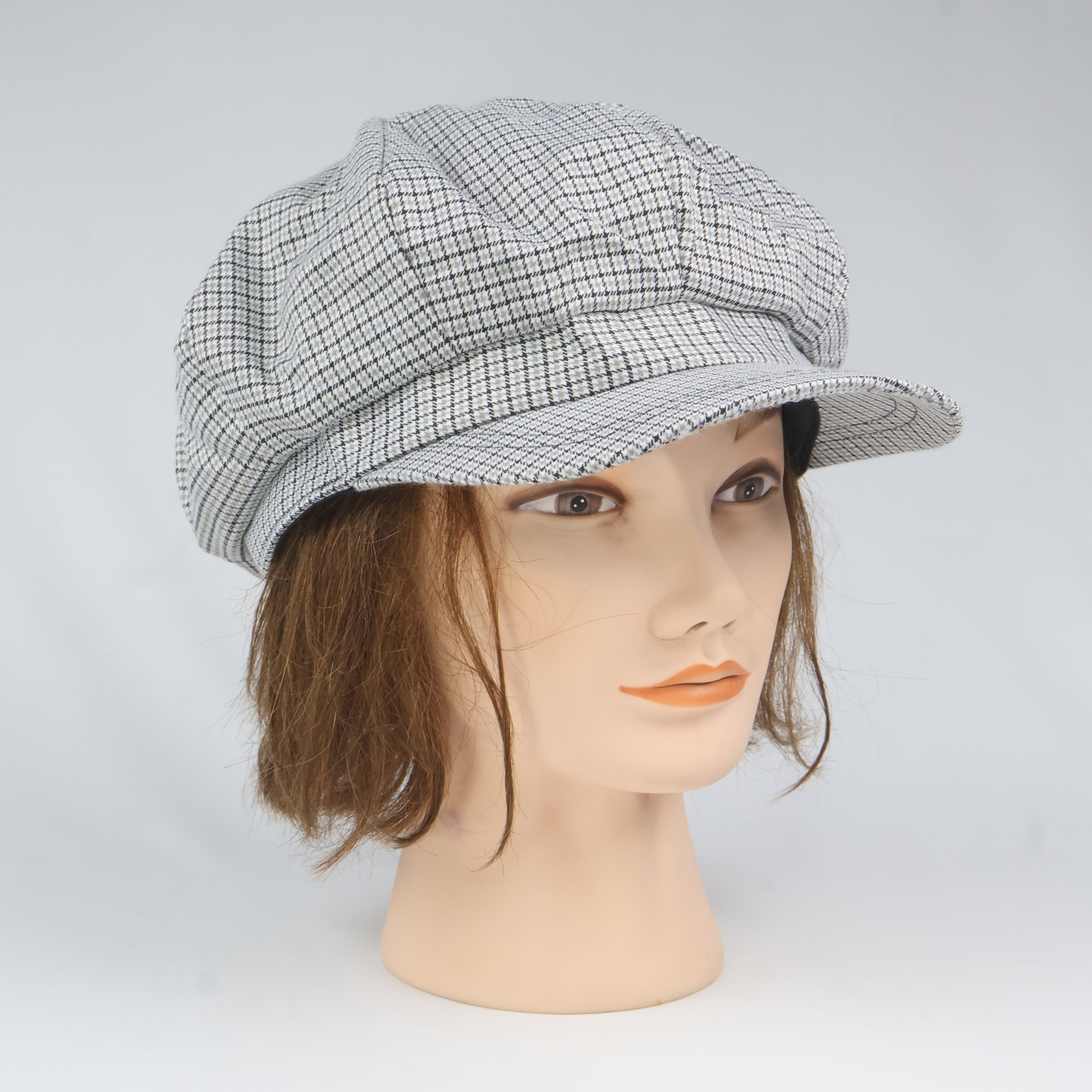 Classic Black & White Plaid Baker Boy Hat