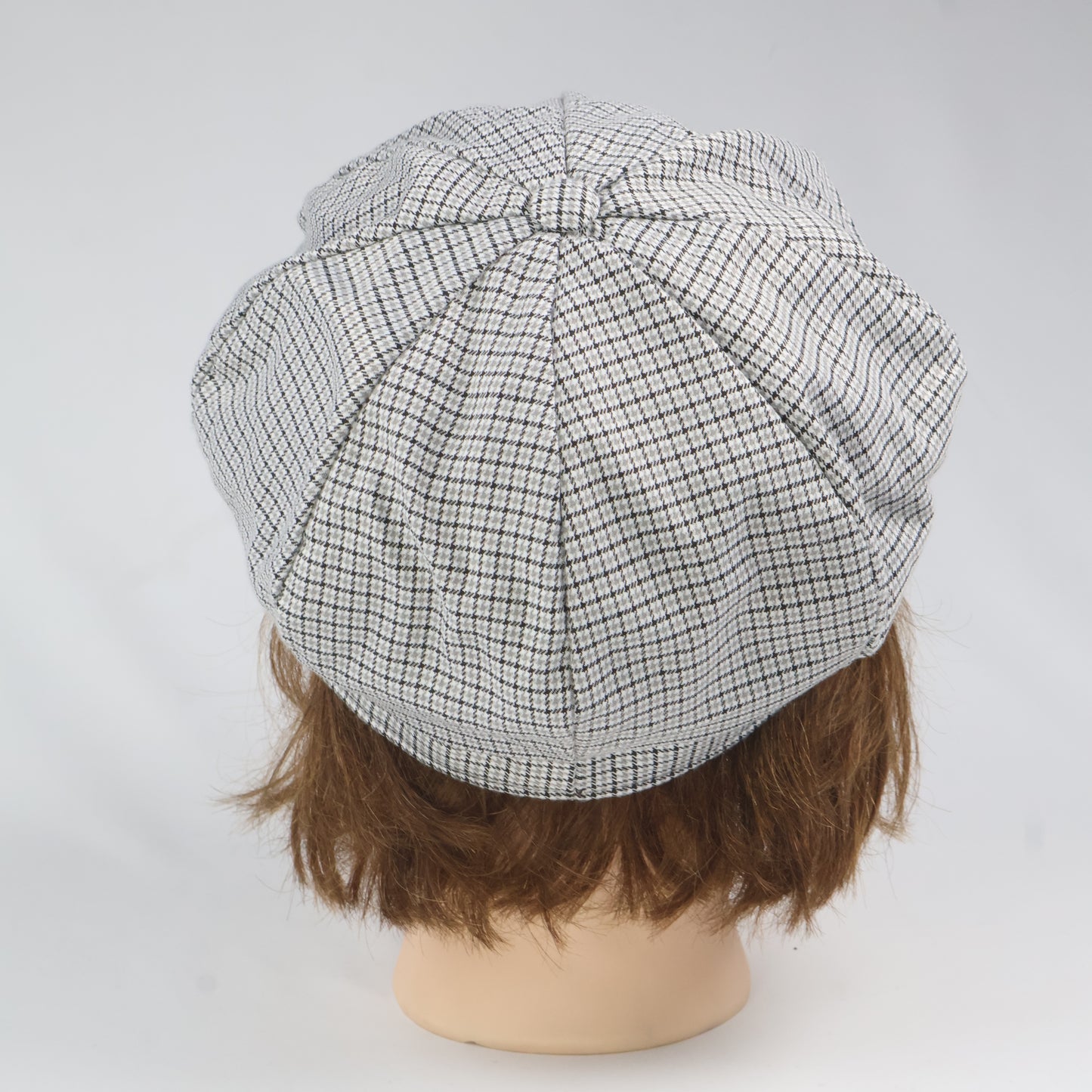 Classic Black & White Plaid Baker Boy Hat