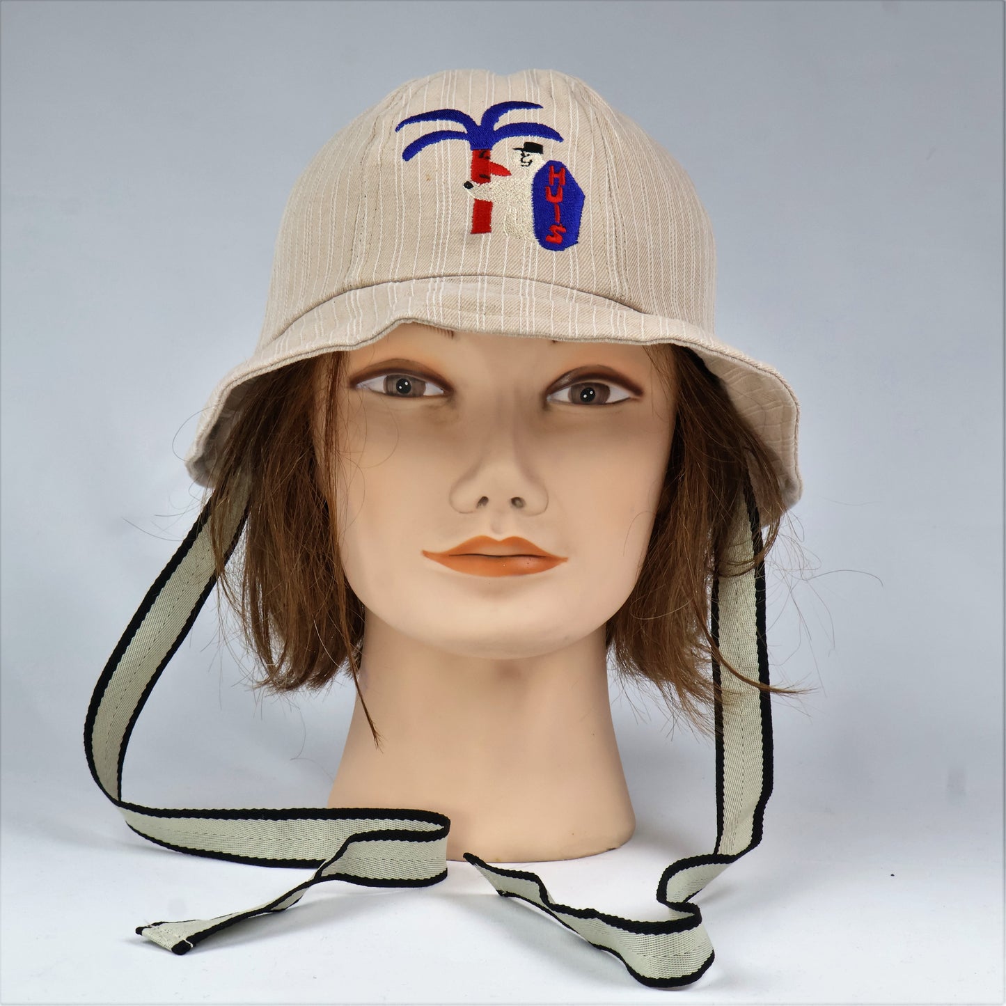 "Surf Bear" Embroidered Bucket Hat with Chin Straps