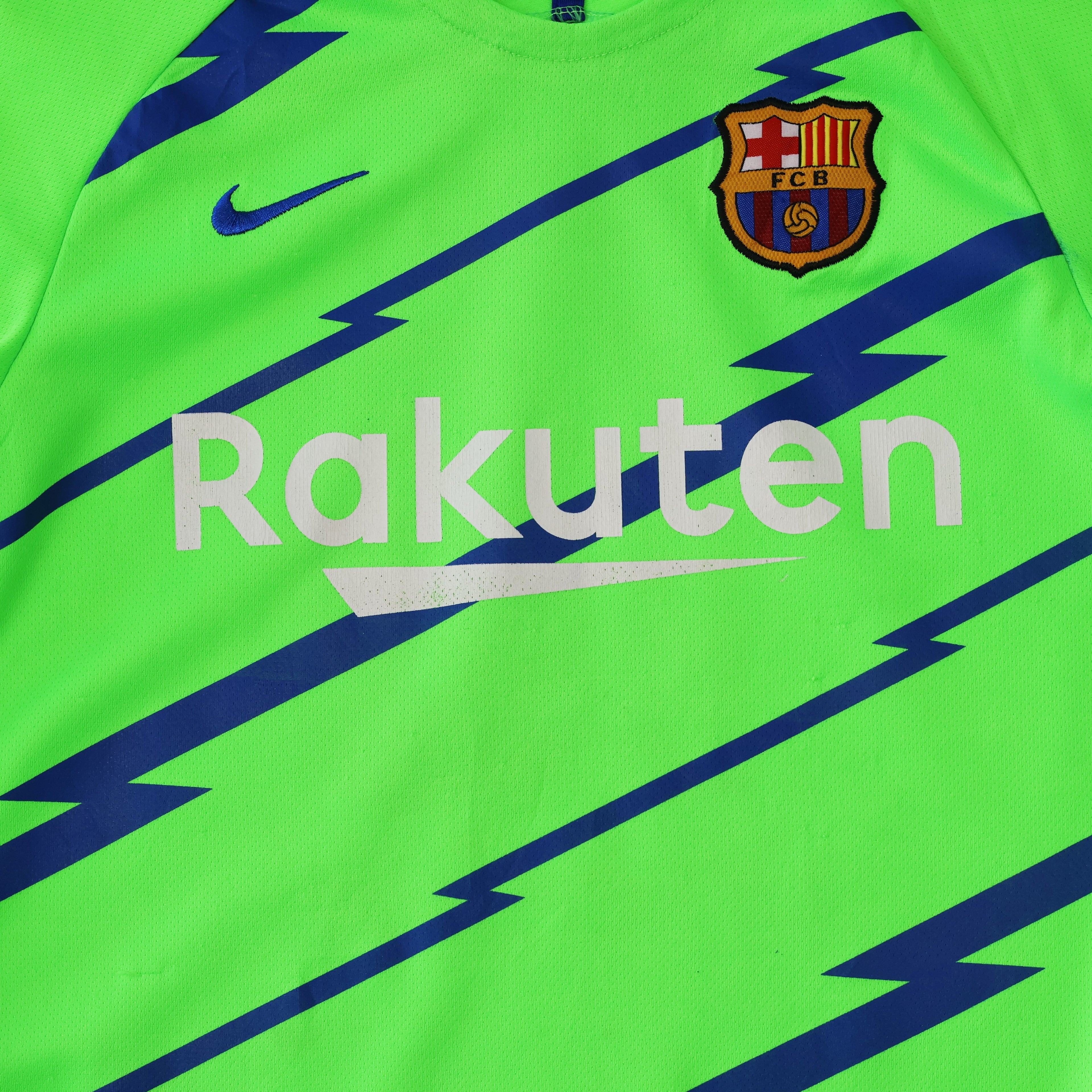 Thrifted FC Barcelona Messi #10 Nike Dri-FIT Jersey - Neon Green/Blue