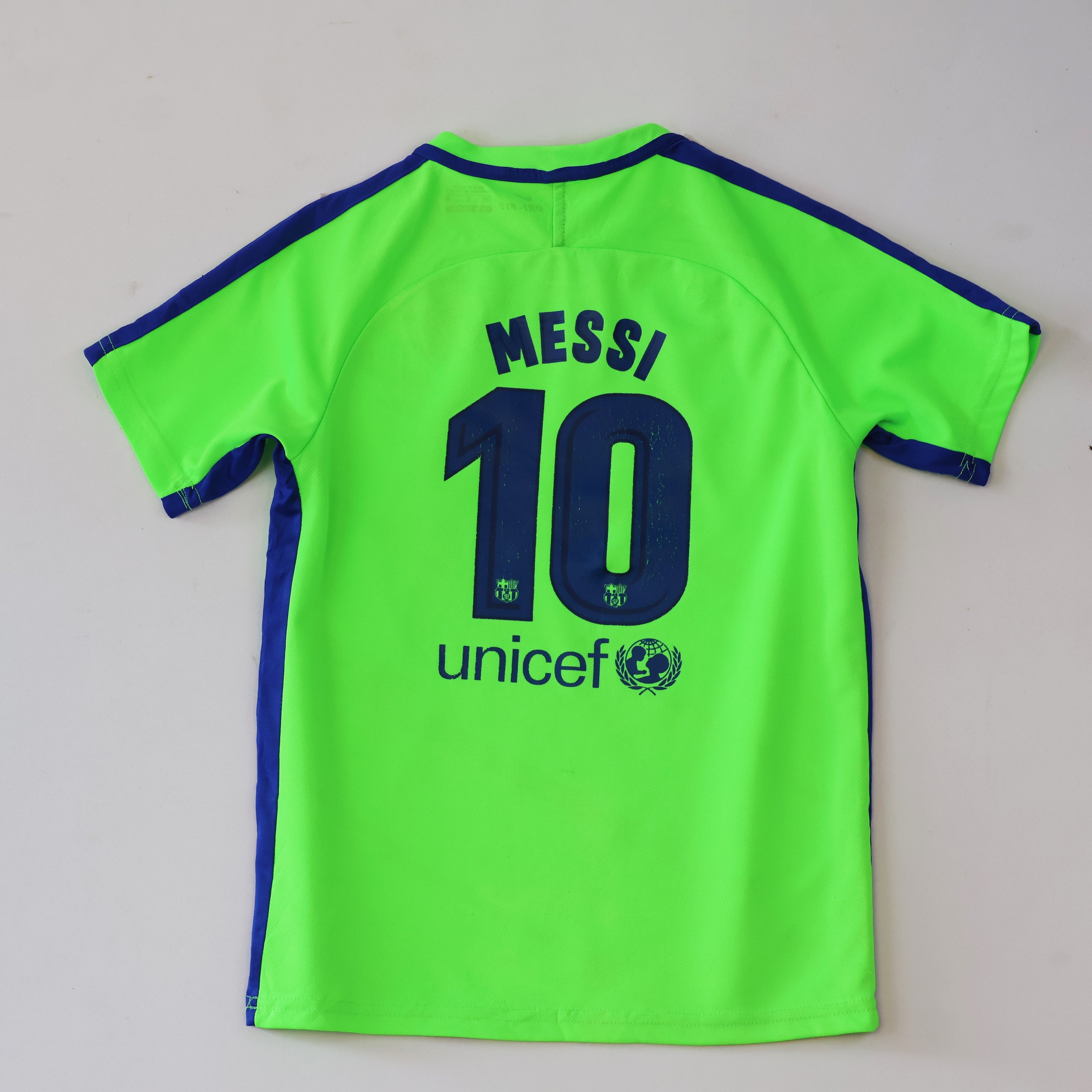 Thrifted FC Barcelona Messi #10 Nike Dri-FIT Jersey - Neon Green/Blue