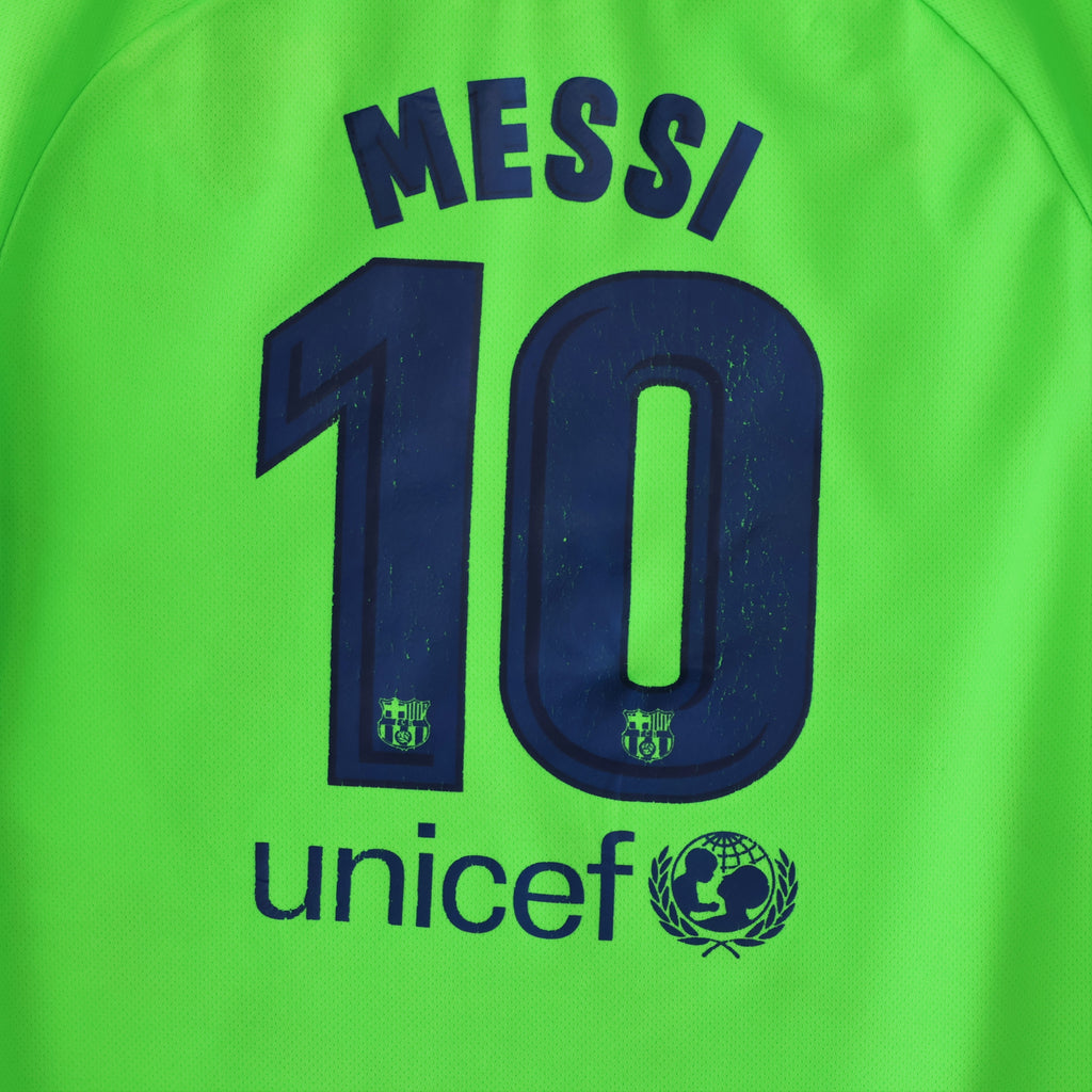 Thrifted FC Barcelona Messi #10 Nike Dri-FIT Jersey - Neon Green/Blue