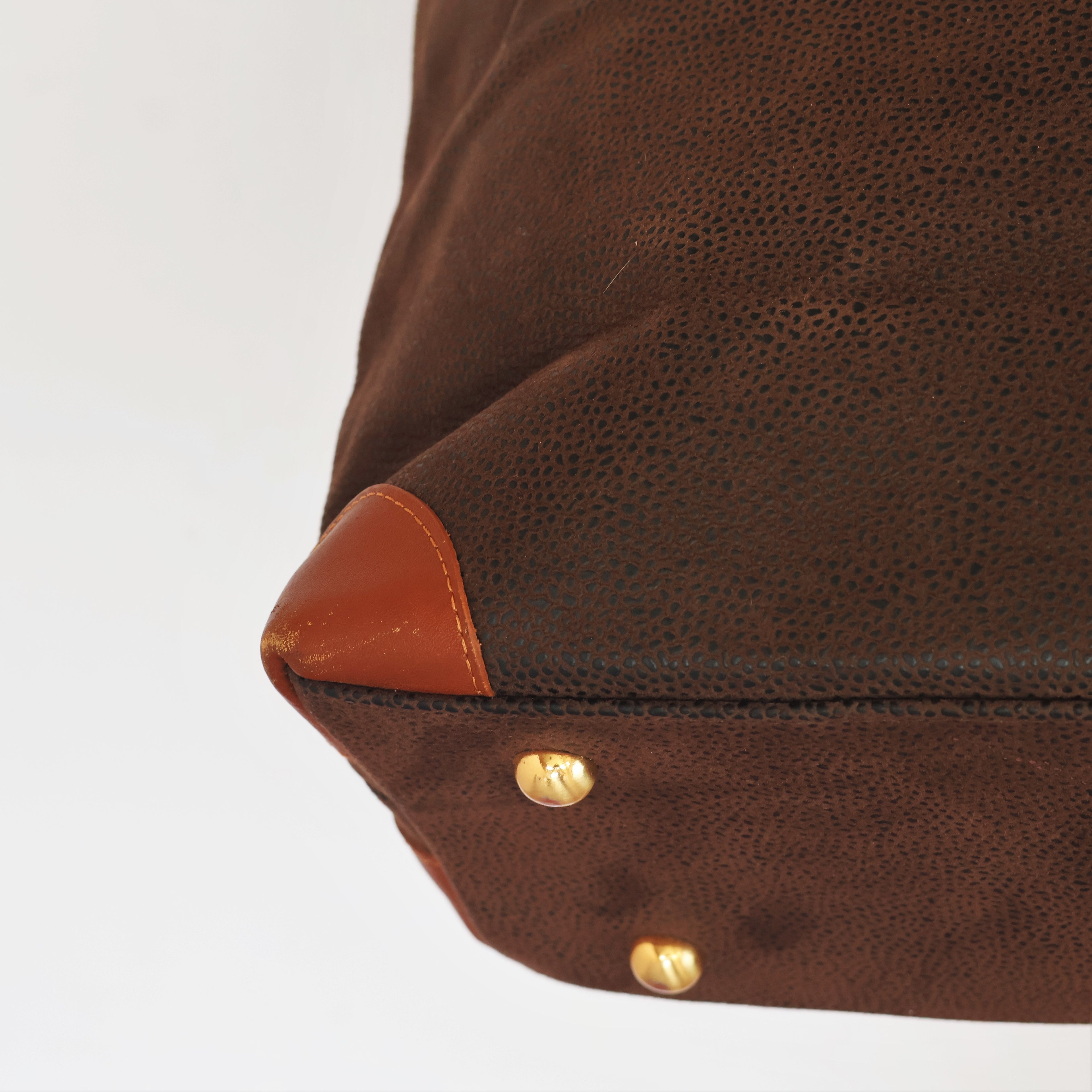 Franco Ferraro Milano Pure Leather Large Tote Thrifted Bag - Brown Textured Finish