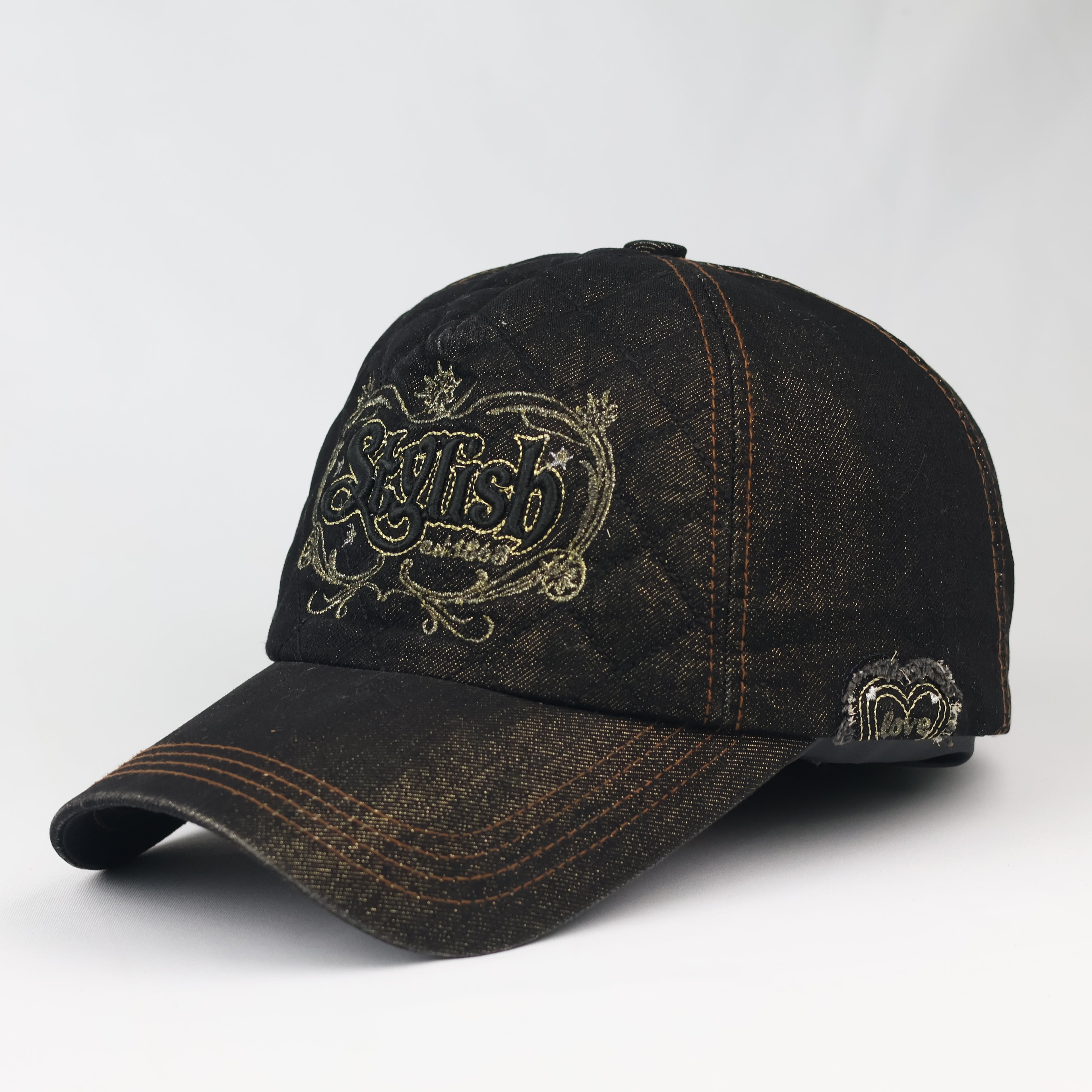 Vintage Quilted Denim "Stylish" Cap – Y2K Grunge Aesthetic