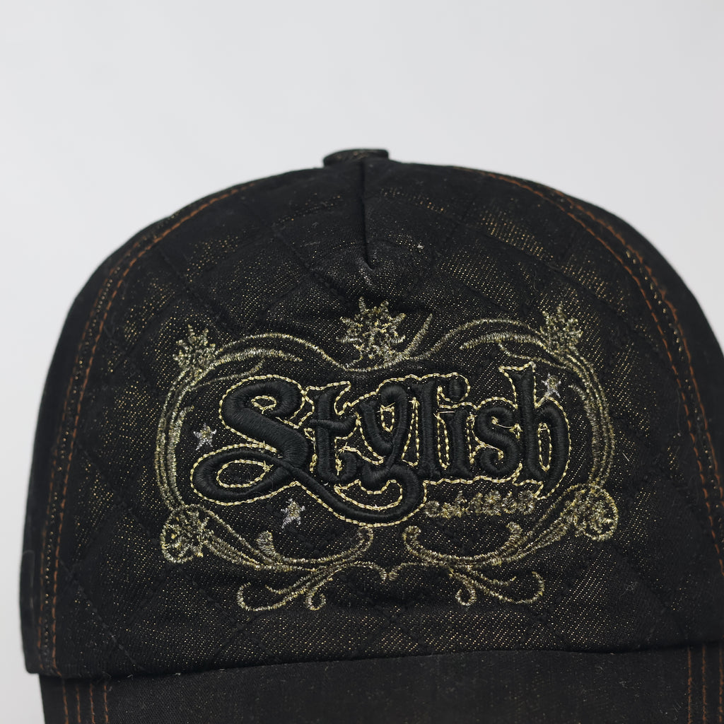 Vintage Quilted Denim "Stylish" Cap – Y2K Grunge Aesthetic