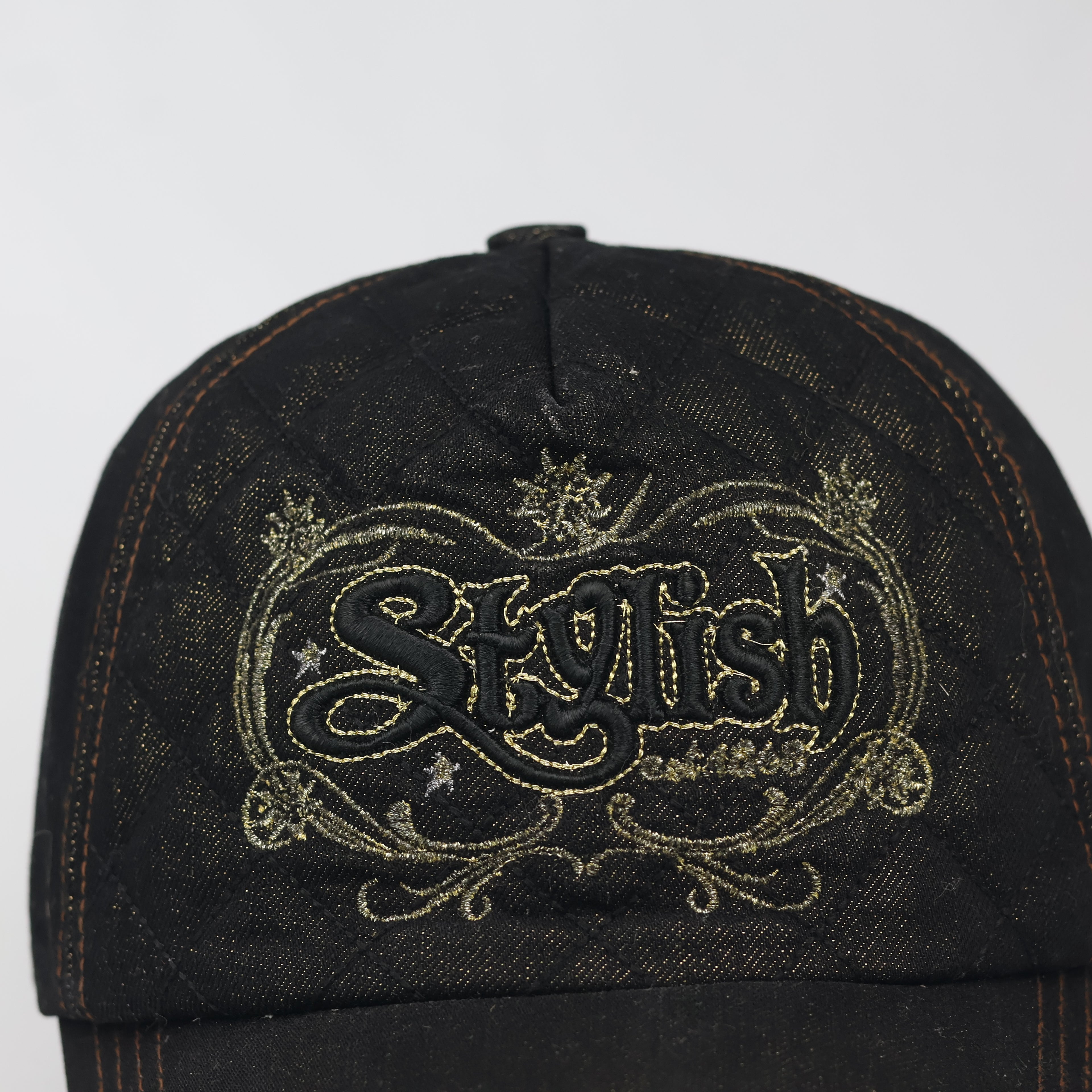 Vintage Quilted Denim "Stylish" Cap – Y2K Grunge Aesthetic