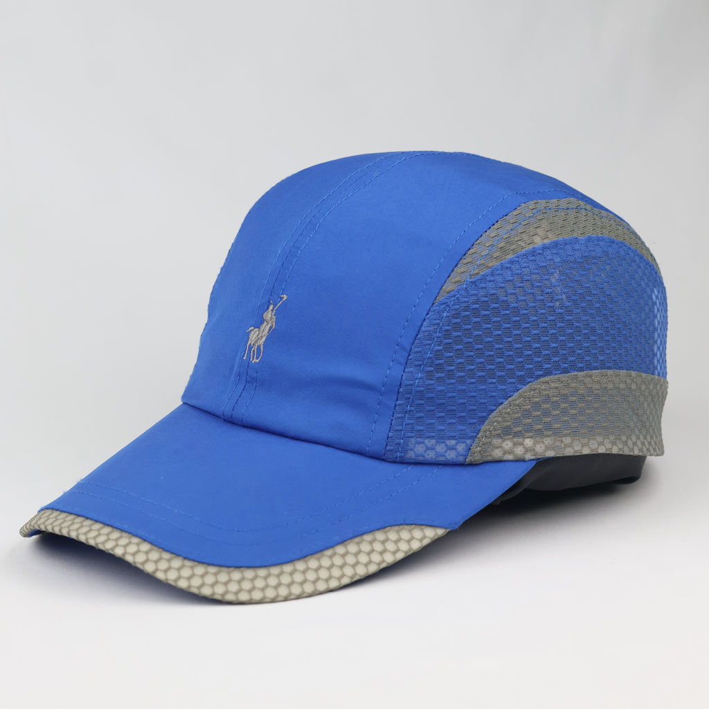 Polo Sport Style Mesh Performance Thrifted Cap – Electric Blue & Grey