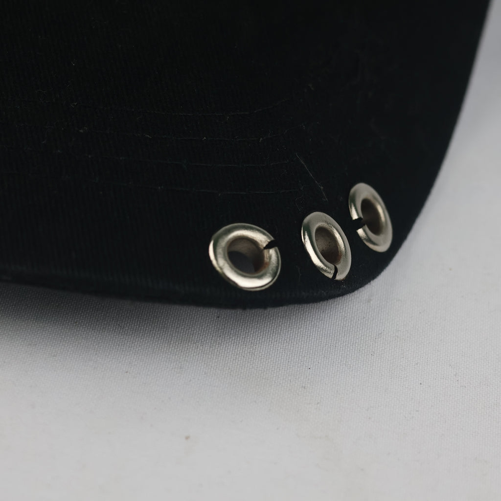 Thrifted Minimalist Black Pierced Ring Strapback Cap | 10101