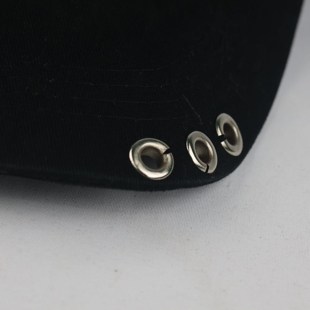 Thrifted Minimalist Black Pierced Ring Strapback Cap | 10101