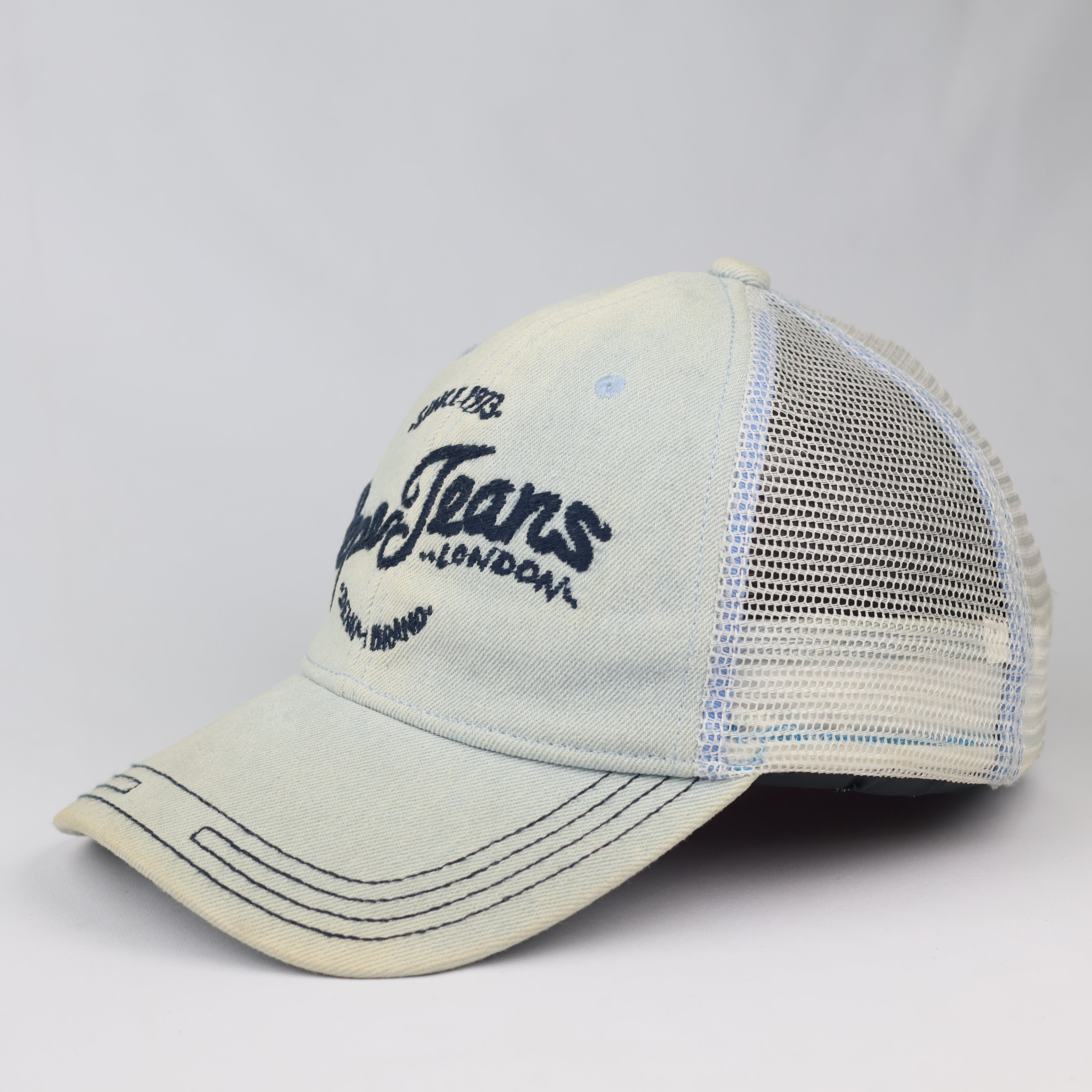 Y2K Aesthetic Pepe Jeans Blue Denim Trucker Thrifted Cap – Size 57-58cm