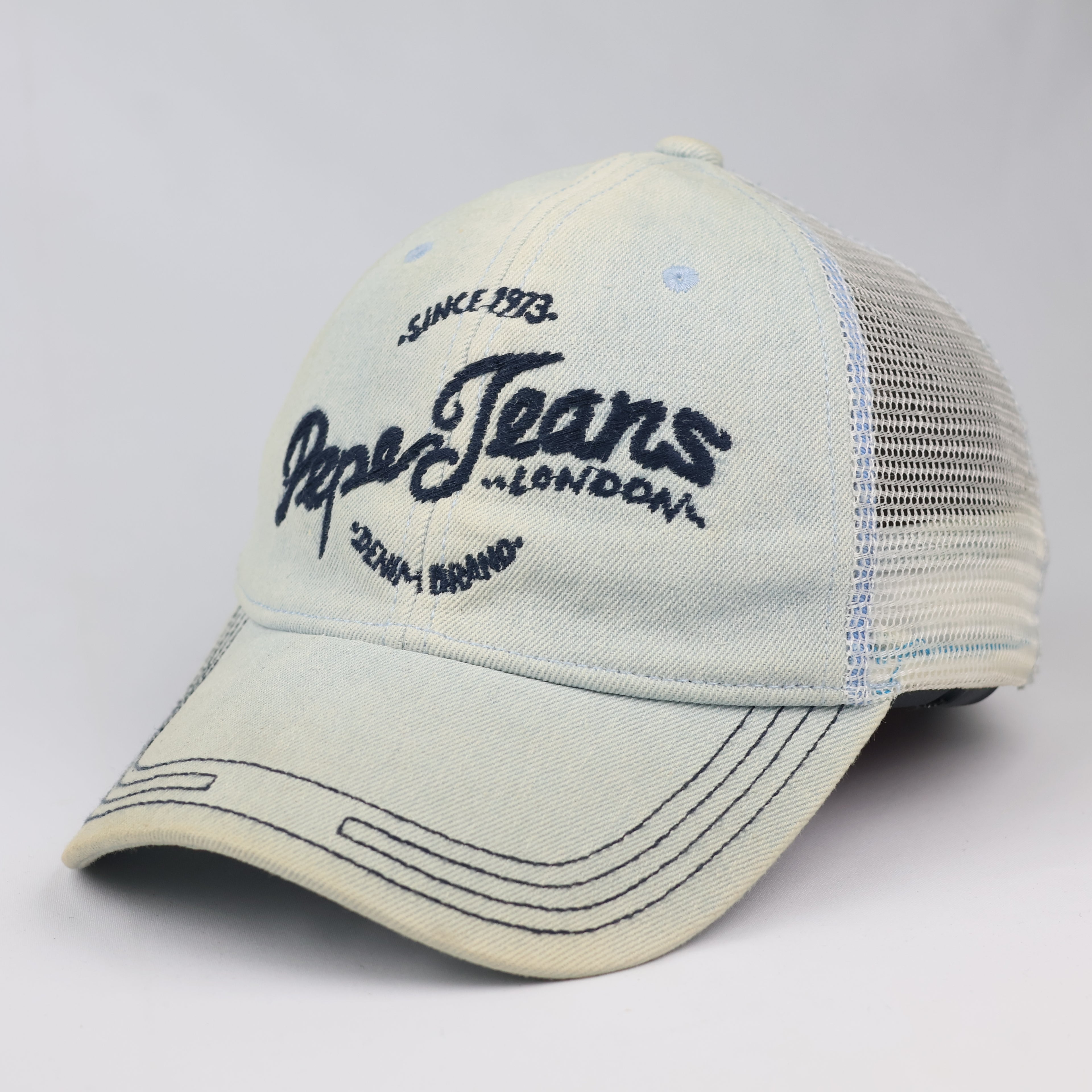 Y2K Aesthetic Pepe Jeans Blue Denim Trucker Thrifted Cap – Size 57-58cm