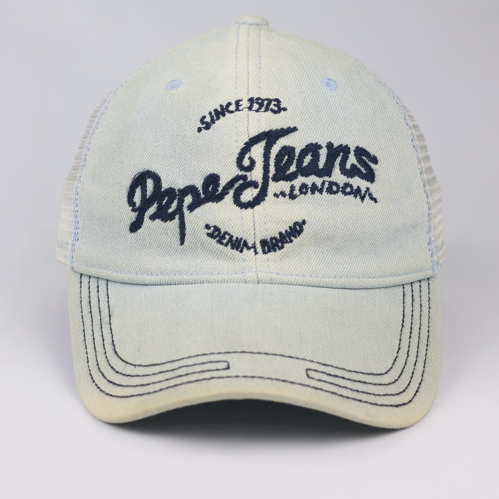 Y2K Aesthetic Pepe Jeans Blue Denim Trucker Thrifted Cap – Size 57-58cm