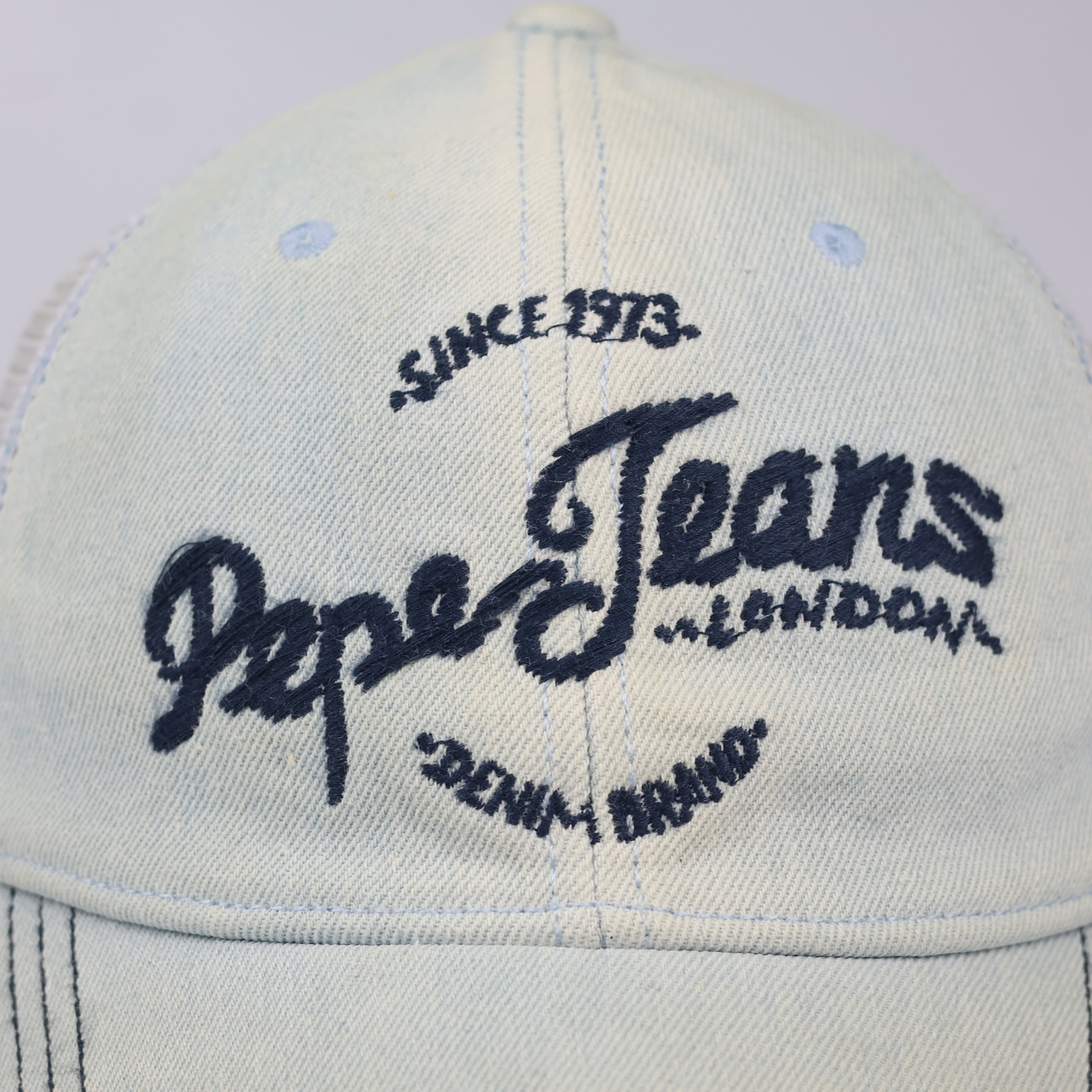 Y2K Aesthetic Pepe Jeans Blue Denim Trucker Thrifted Cap – Size 57-58cm