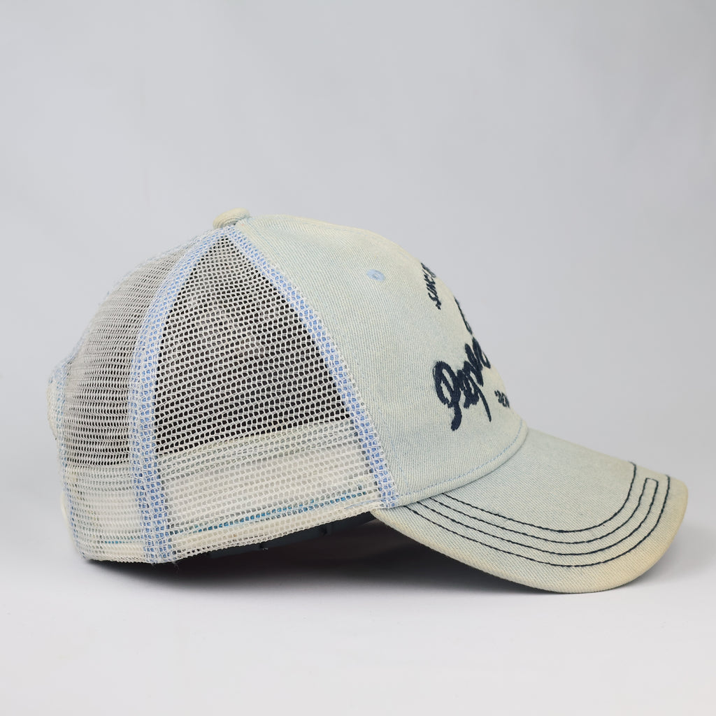 Y2K Aesthetic Pepe Jeans Blue Denim Trucker Thrifted Cap – Size 57-58cm