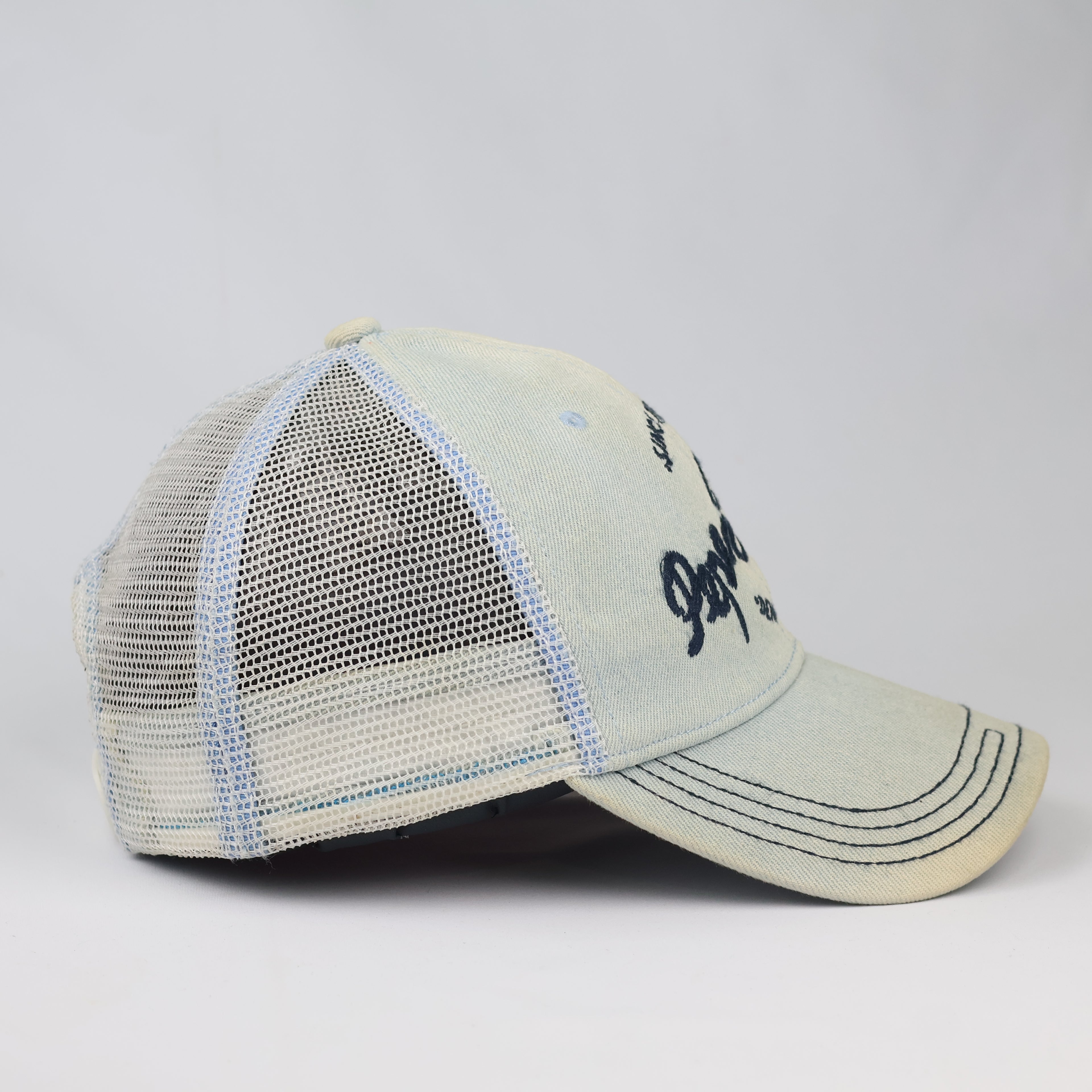 Y2K Aesthetic Pepe Jeans Blue Denim Trucker Thrifted Cap – Size 57-58cm