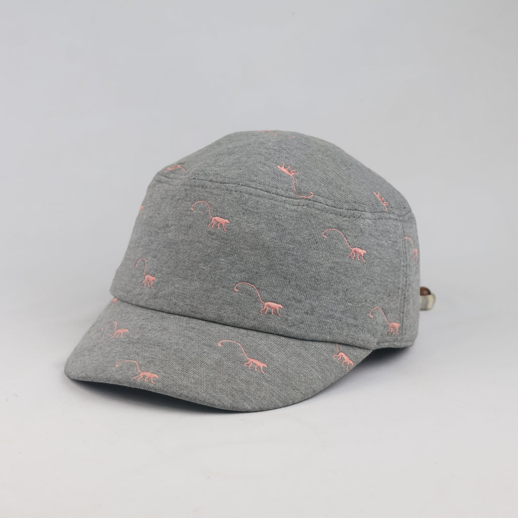 Thrifted Kipling Heather Grey Pink Embroidered Army Cap | 10132