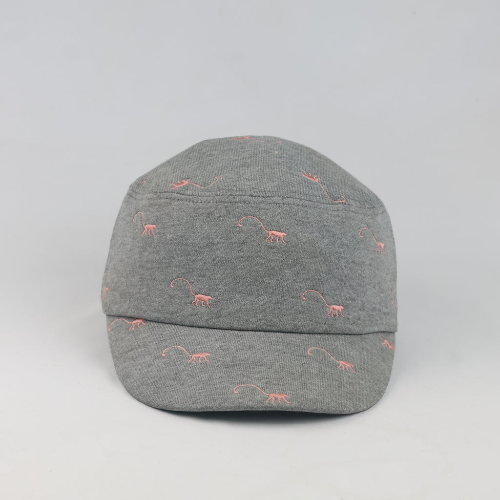 Thrifted Kipling Heather Grey Pink Embroidered Army Cap | 10132
