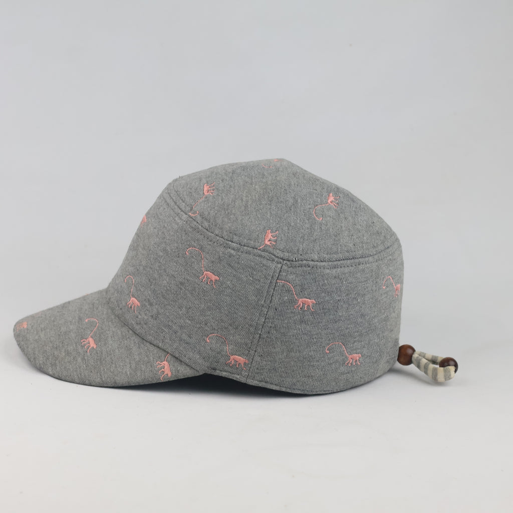 Thrifted Kipling Heather Grey Pink Embroidered Army Cap | 10132