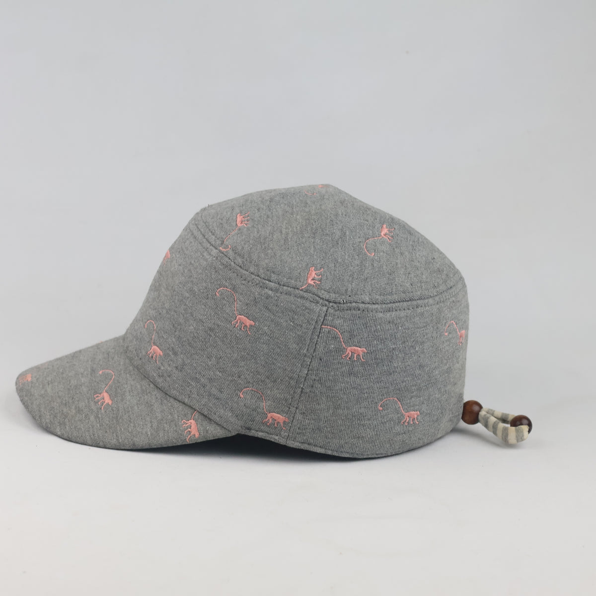 Thrifted Kipling Heather Grey Pink Embroidered Army Cap | 10132