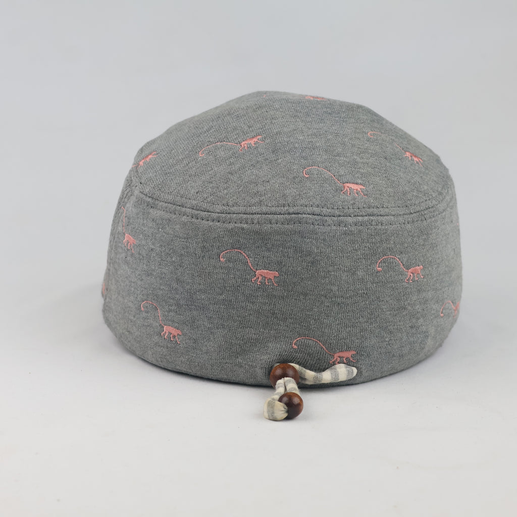 Thrifted Kipling Heather Grey Pink Embroidered Army Cap | 10132