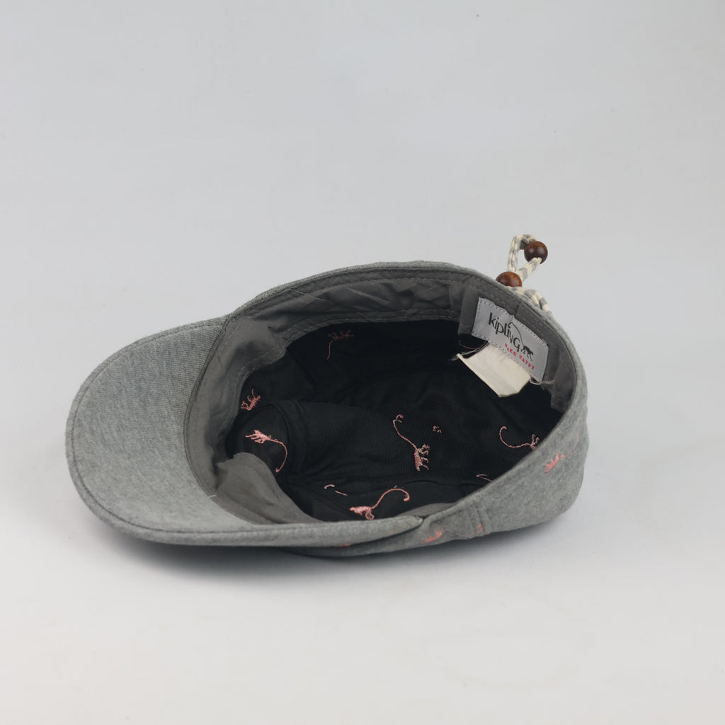 Thrifted Kipling Heather Grey Pink Embroidered Army Cap | 10132