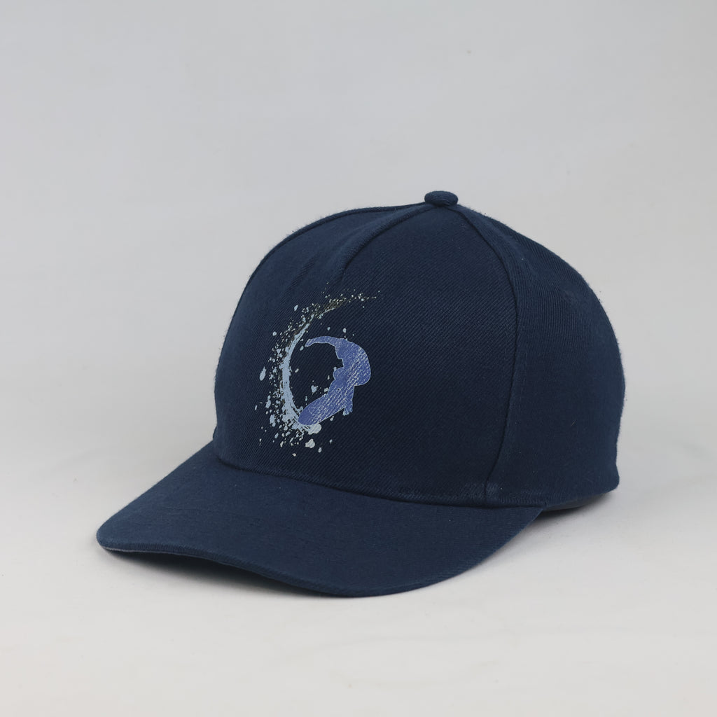 Thrifted Navy Blue Surfing Splash Print Baseball Cap | 10108