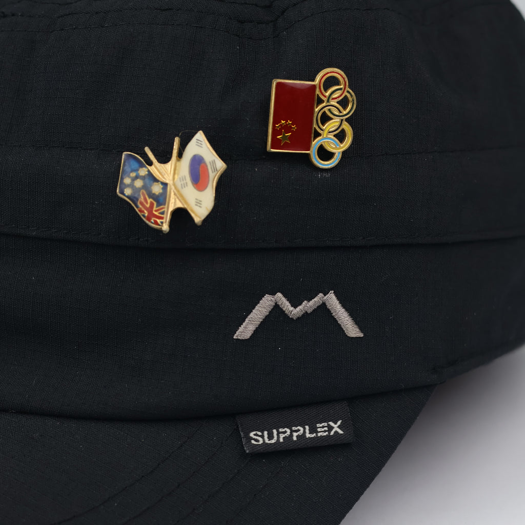 Vintage Montbell Supplex Nylon Cadet Cap with Custom Enamel Pins