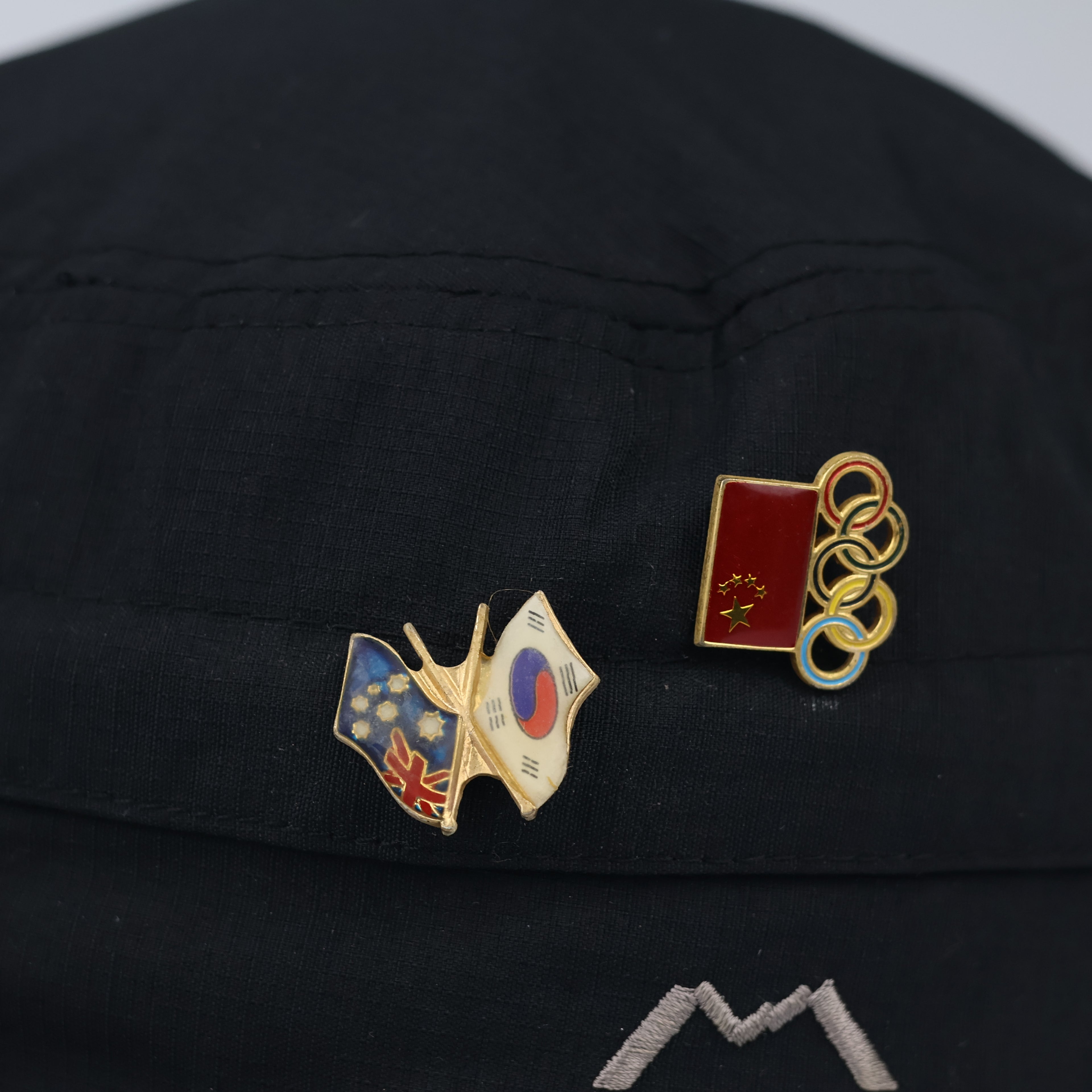 Vintage Montbell Supplex Nylon Cadet Cap with Custom Enamel Pins