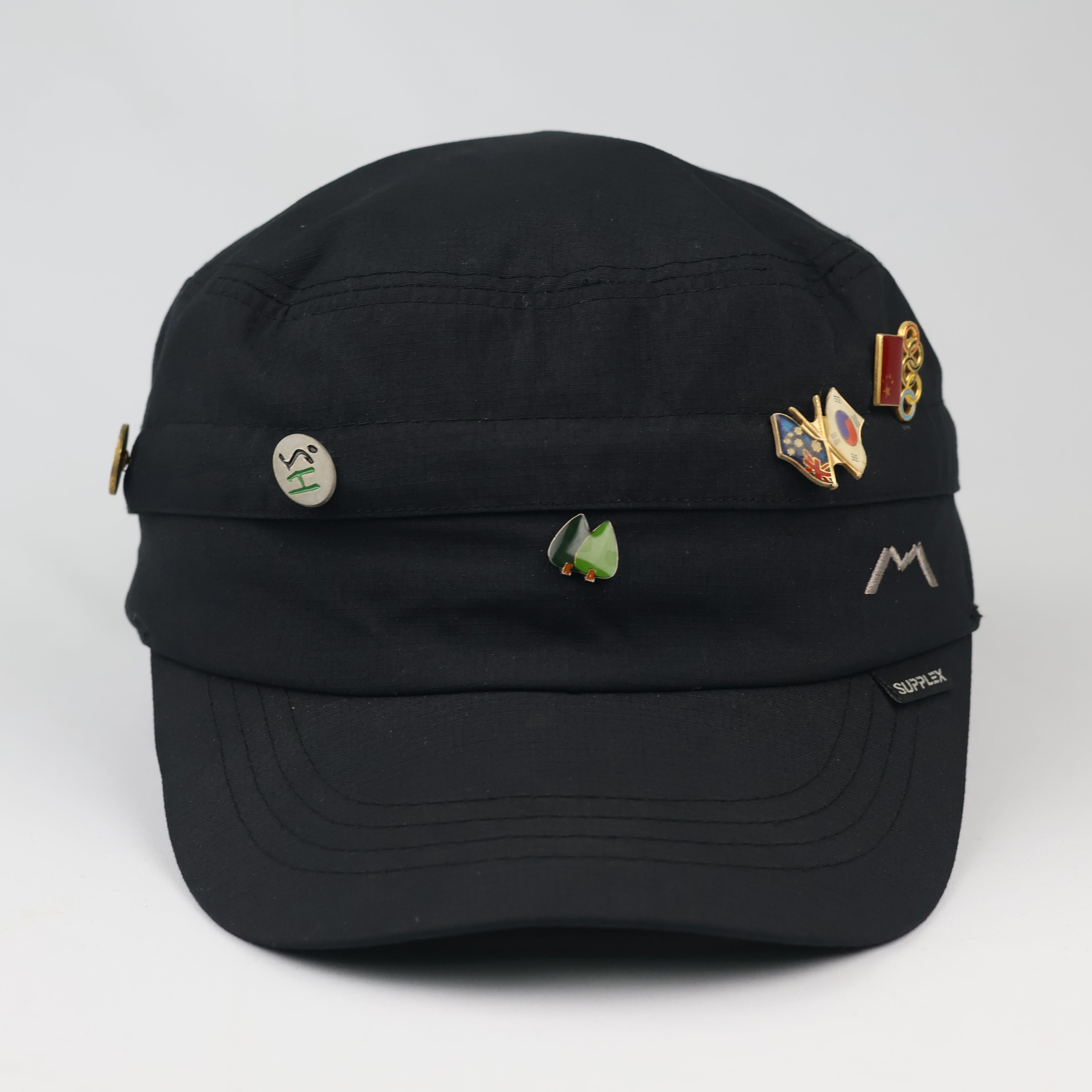 Vintage Montbell Supplex Nylon Cadet Cap with Custom Enamel Pins