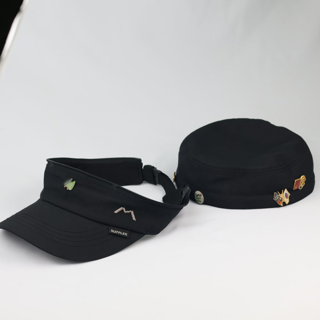 Vintage Montbell Supplex Nylon Cadet Cap with Custom Enamel Pins